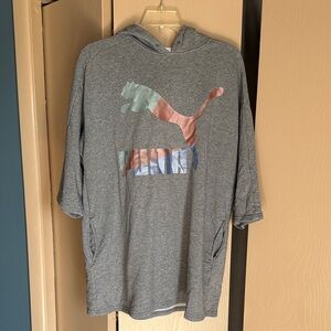 Puma Multicolor Logo Gray Tunic Hoodie